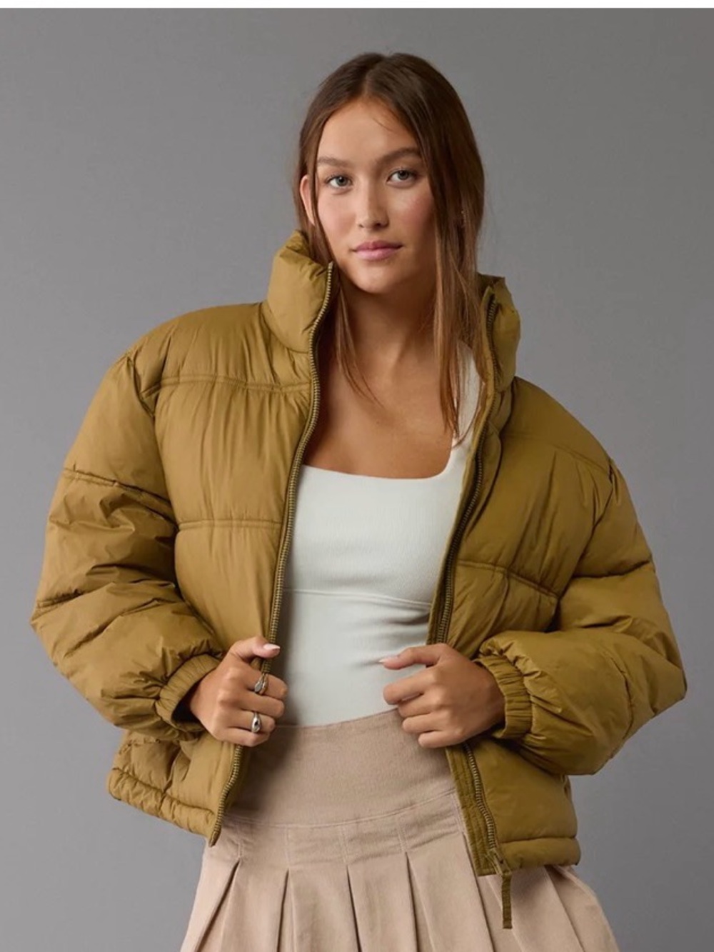 American Eagle Outfitters Olive Green Puffer Coat Size M